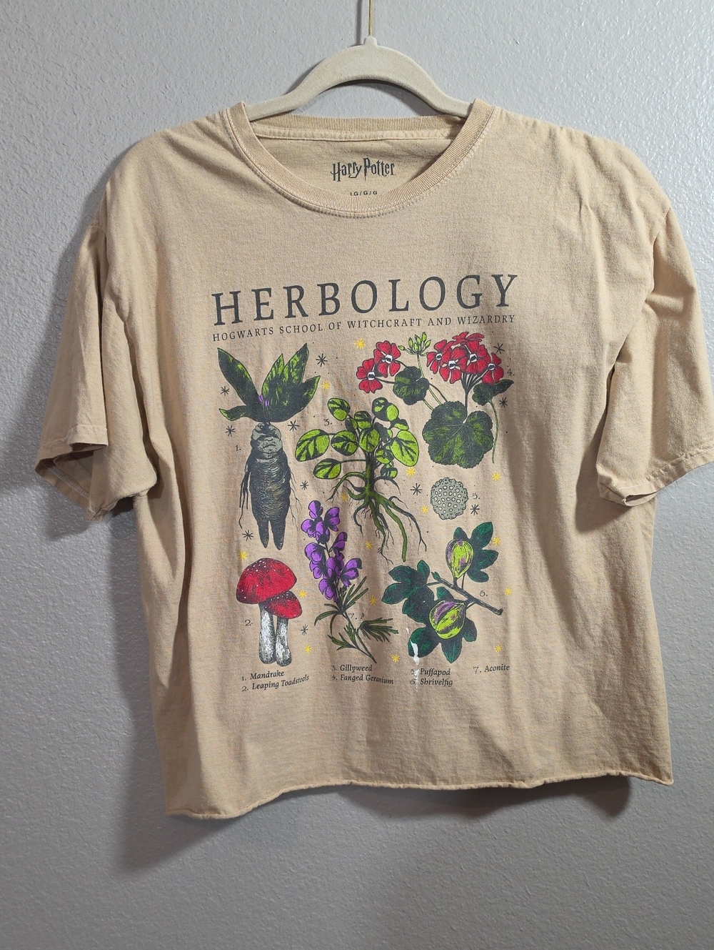 Harry Potter Herbology Cotton Graphic Cropped Tee, Large